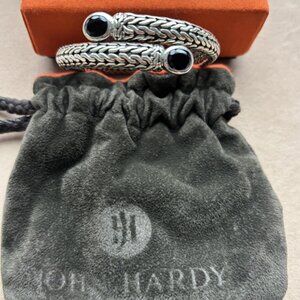 John Hardy Sterling Silver & Black Chalcedony Ladies Coil Wrap Bracelet